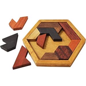 Kingzhuo Rompecabezas hexagonal de tangram de madera para
