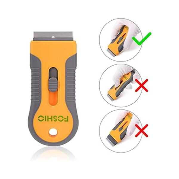 Raspador de plástico retráctil para quitar adhesivo de