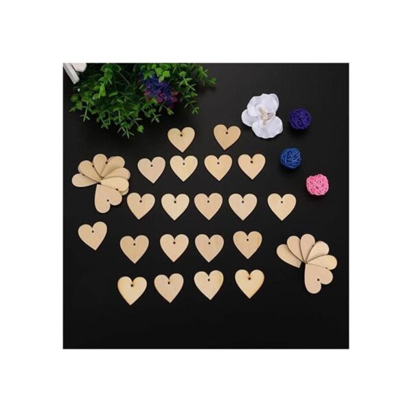 Outus 100 piezas de corazones de madera en blanco adornos