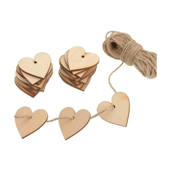Outus 100 piezas de corazones de madera en blanco adornos