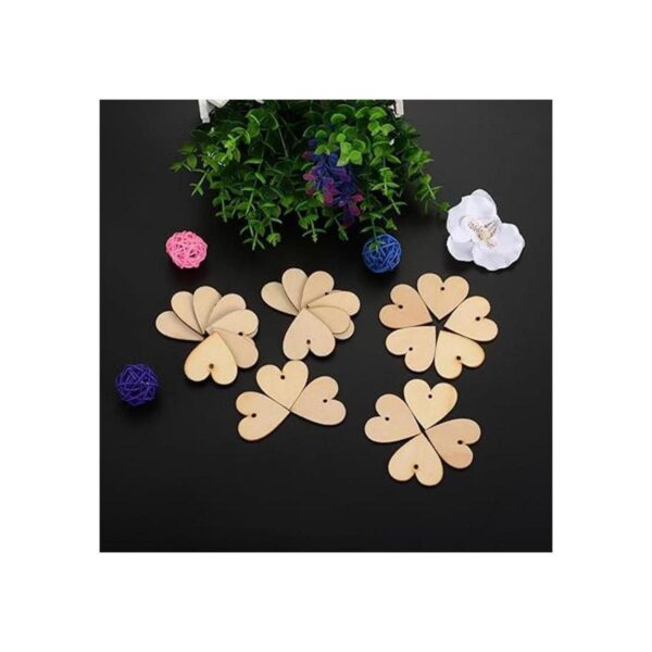 Outus 100 piezas de corazones de madera en blanco adornos