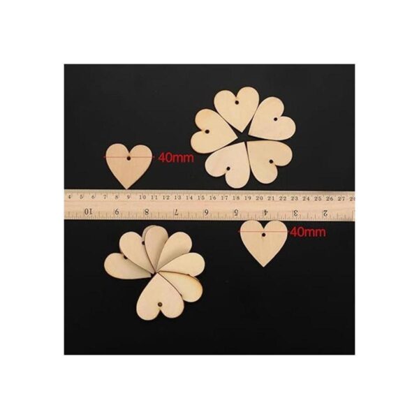 Outus 100 piezas de corazones de madera en blanco adornos