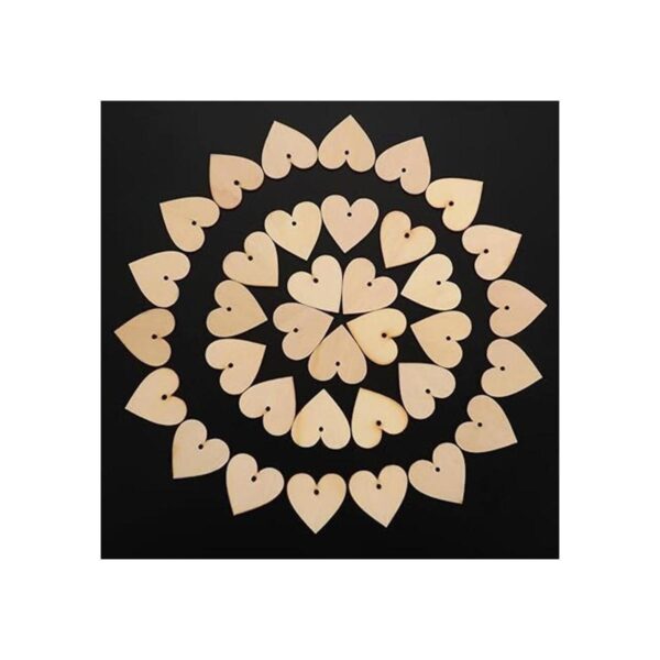 Outus 100 piezas de corazones de madera en blanco adornos