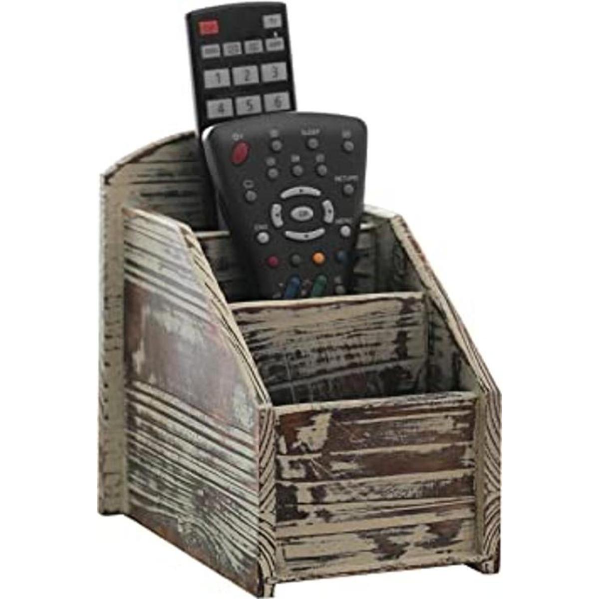 MyGift Soporte de control remoto rústico de madera con
