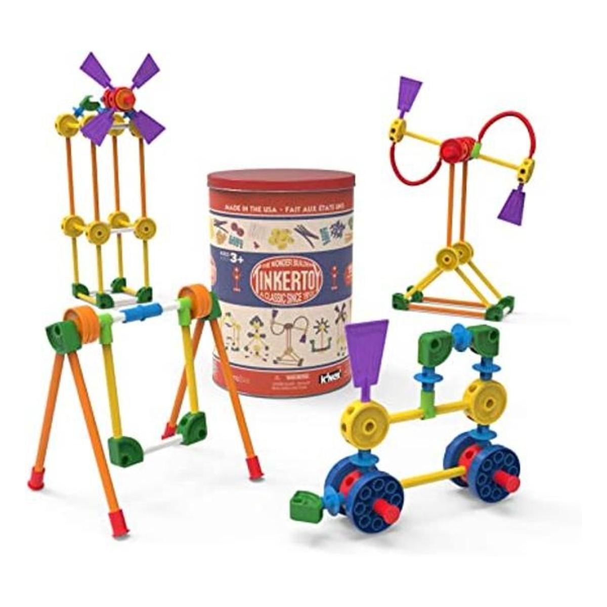 TINKERTOY Lata de construcción retro 100 piezas Lata