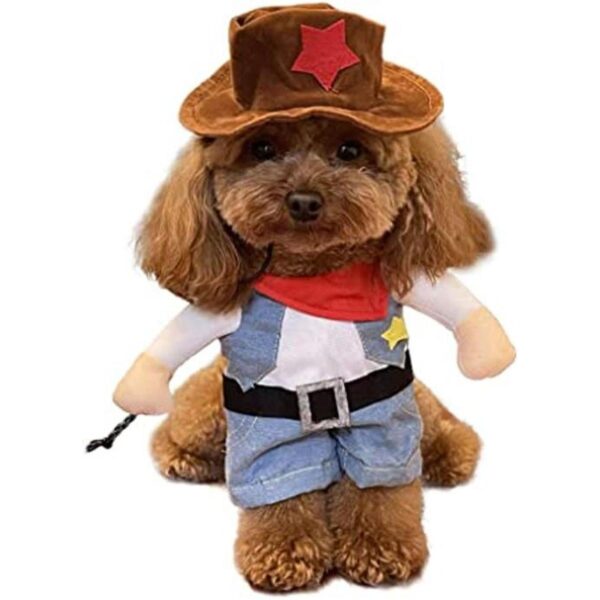DELIFUR Disfraz de vaquero para mascotas con sombrero_1