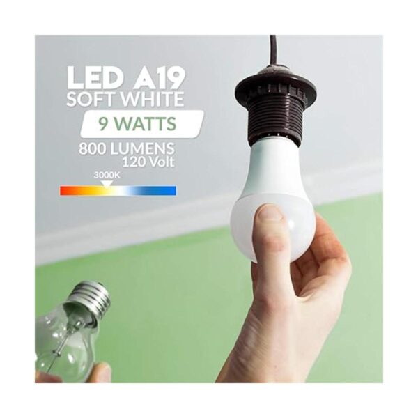 Paquete de 6 bombillas LED KOR A19 de 9 W equivalente a_2