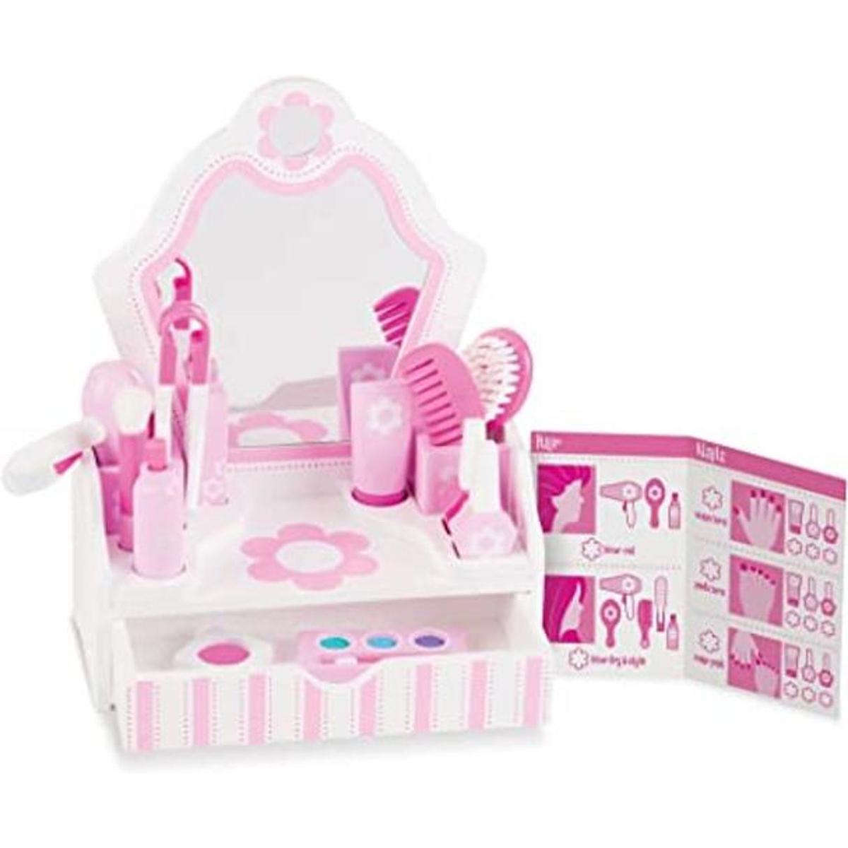 Melissa Doug Juego de salón de belleza de madera con