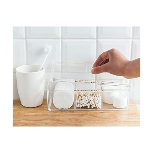 Sooyee Qtip Organizador rectangular de algodón con tapa