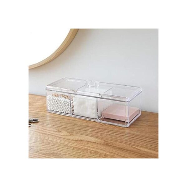 Sooyee Qtip Organizador rectangular de algodón con tapa