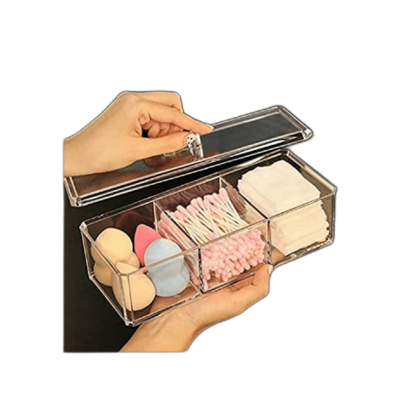 Sooyee Qtip Organizador rectangular de algodón con tapa