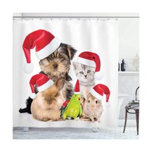 Cortina de ducha by ambesonne Xmas Crew gato perro un_1