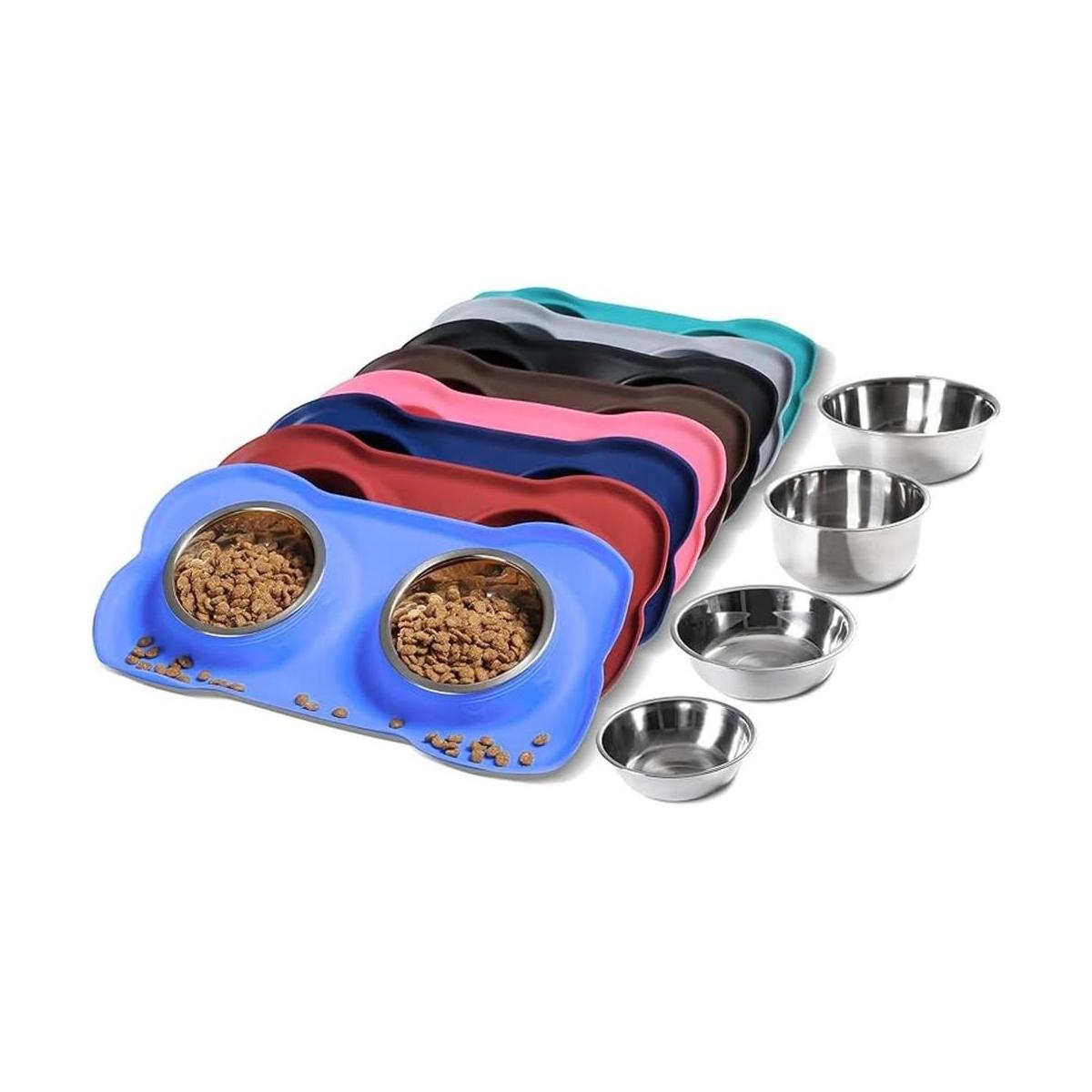 Hubulk Pet Dog Bowls 2 Stainless Steel Dog Bowl with No
