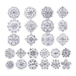 MEEJOA Juego de 24 broches de flores de cristal con