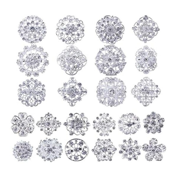 MEEJOA Juego de 24 broches de flores de cristal con