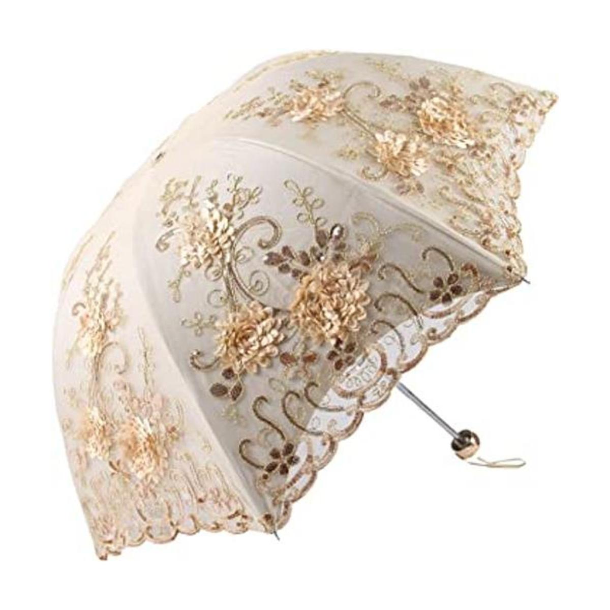 Honeystore Sombrilla bordada con flor 3D plegable UV con
