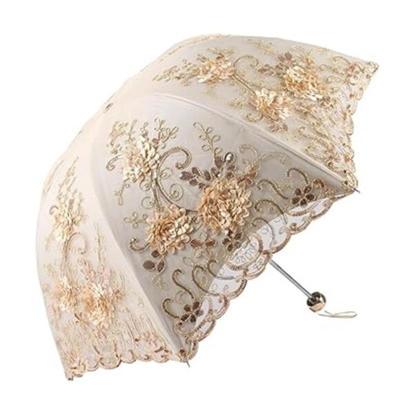 Honeystore Sombrilla bordada con flor 3D plegable UV con_2