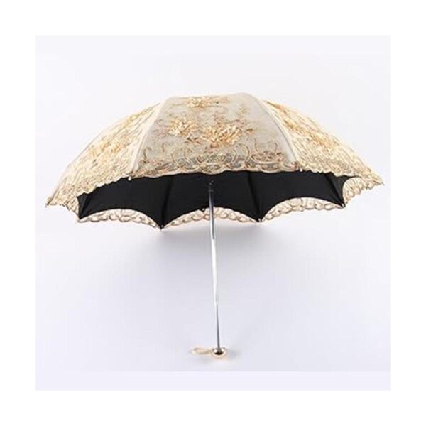 Honeystore Sombrilla bordada con flor 3D plegable UV con_4