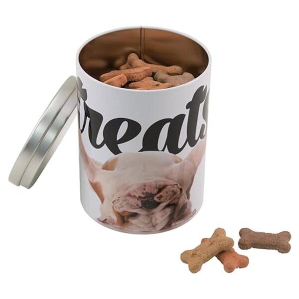 Paw Prints Tin Treat Container Bulldog