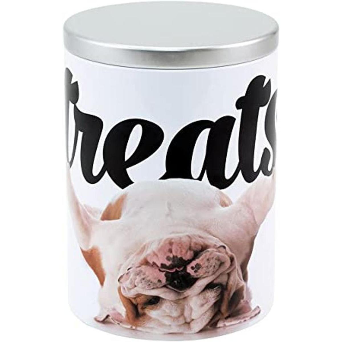 Paw Prints Tin Treat Container Bulldog