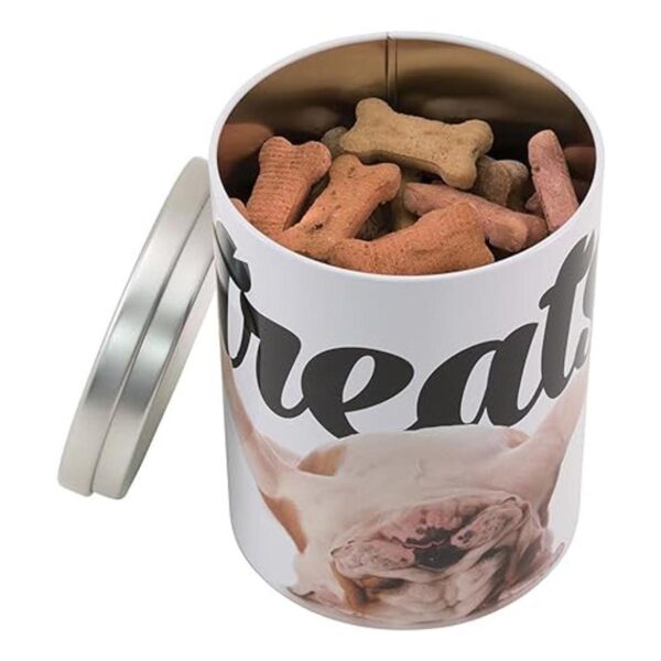 Paw Prints Tin Treat Container Bulldog