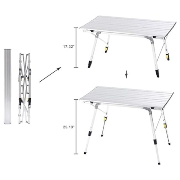 CampLand Mesa plegable ajustable de aluminio ligera_3