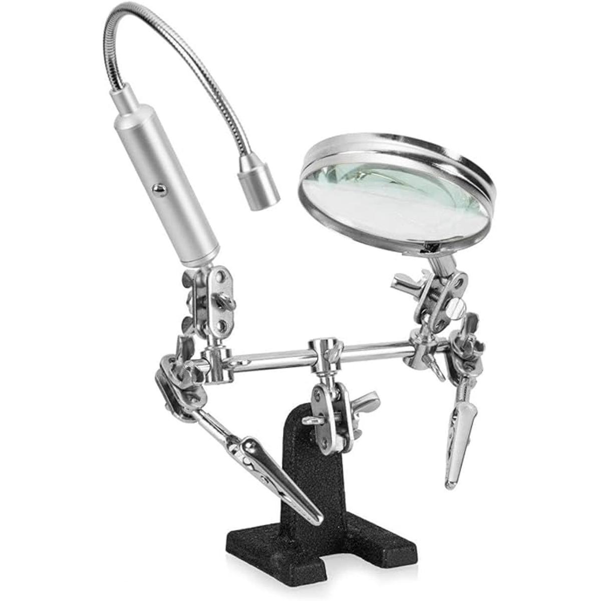 RamPro soporte con lupa de mano y cuello flexible con luz