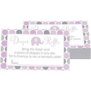 Purple Elephant Ticket de la rifa del pañal 25 tarjetas_1
