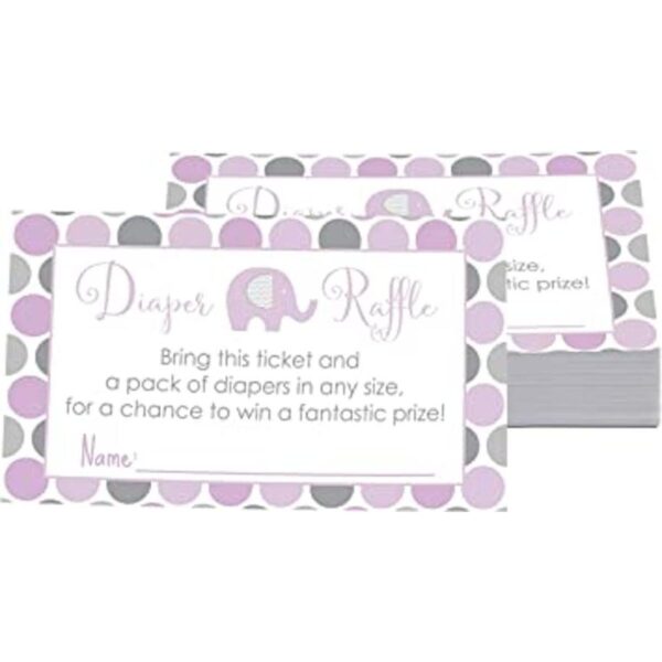 Purple Elephant Ticket de la rifa del pañal 25 tarjetas_1