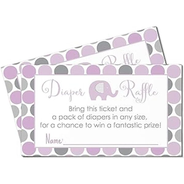 Purple Elephant Ticket de la rifa del pañal 25 tarjetas_6