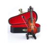 Dselvgvu Violín miniatura de madera con soporte lazo y