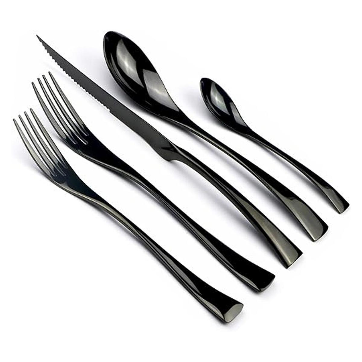 JANKNG Juego de cubiertos de cuchillos de carne dentados