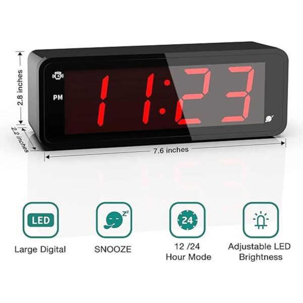 Reloj despertador pantalla grande de números LED de 1.8