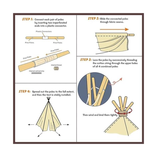 Casa de juegos para niños Lavievert Indian lona Teepee_6