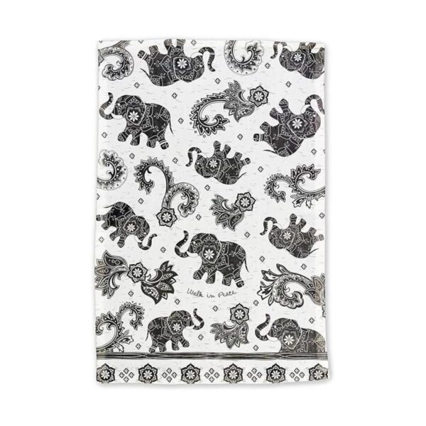 Karma Gifts Toalla de té boho en blanco y negro elefante_2