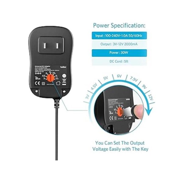 Belker Adaptador universal de 30 W 3 V 4.5 V 5 V 6 V_2
