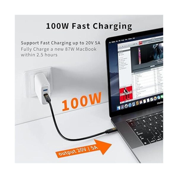 Cable USB C a USB C de 1 pie CableCreation 5A100 W_4