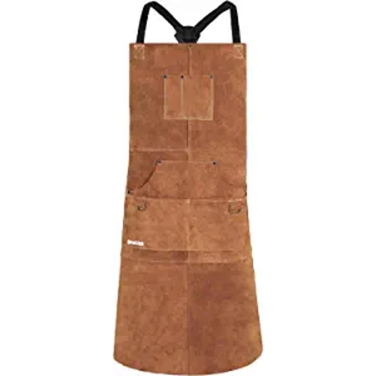 QeeLink Delantal de soldadura de cuero con 6 bolsillos