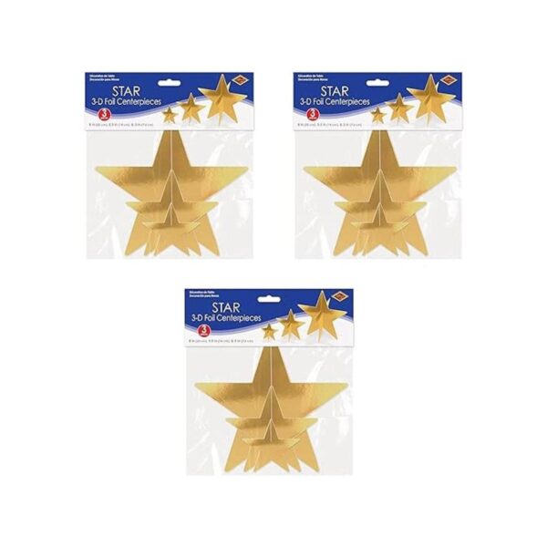 Beistle 9 piezas 3D Foil Star Centerpieces 3D 3 8_2