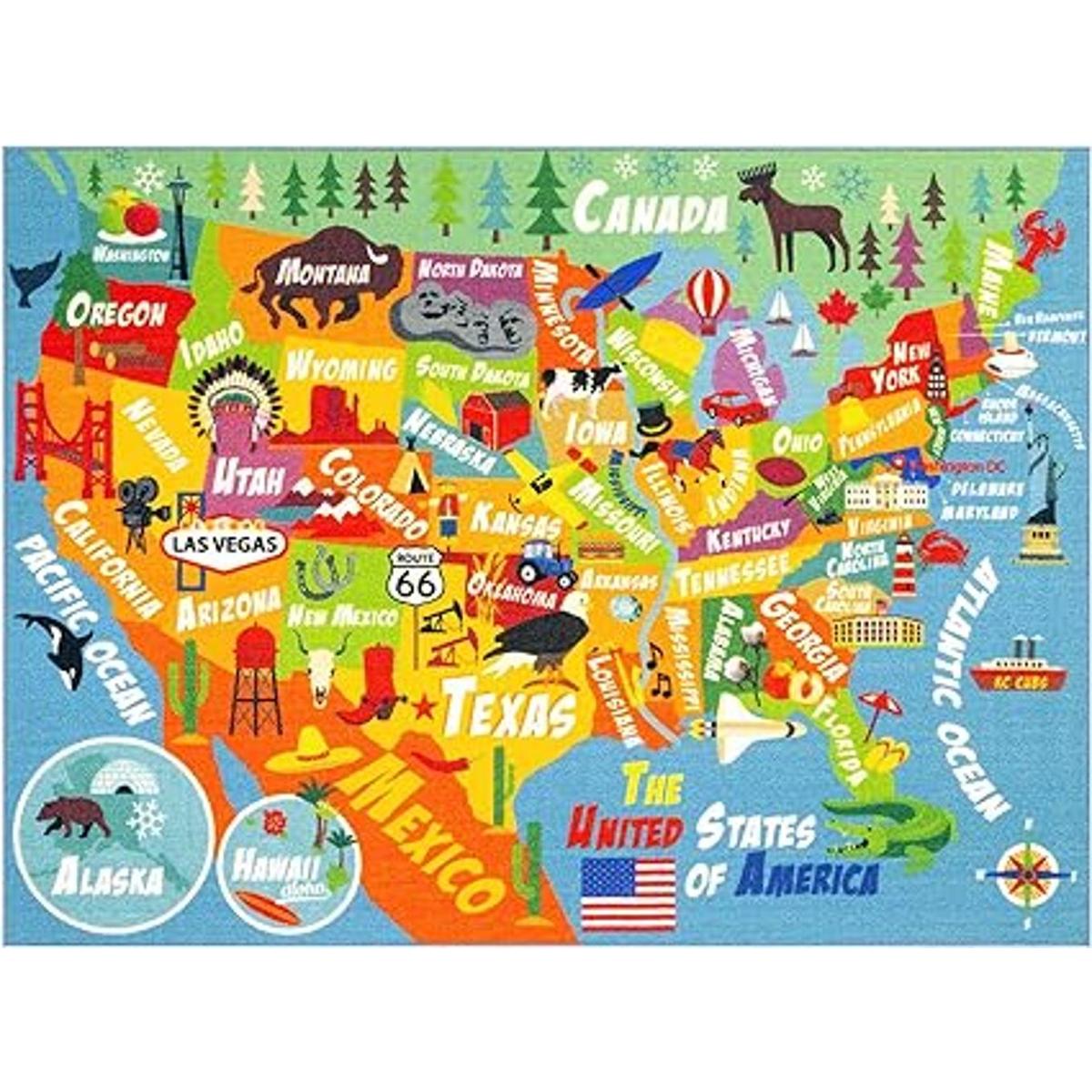 KC CUBS Playtime Collection Alfombra educativa de mapas