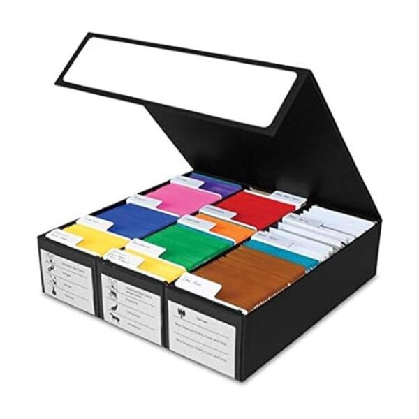Caja de cartas de juego de 3 filas color negro con blanco_4