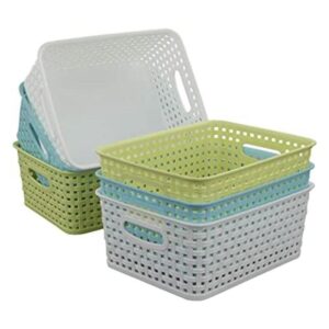 Qskely Cestas de almacenamiento de plástico para baño 6