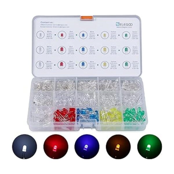 ELEGOO Kit de luces LED surtidas y transparentes de 0.118