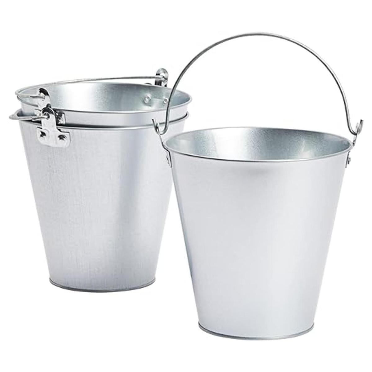 Juvale Paquete de 3 cubos de hielo de metal galvanizado