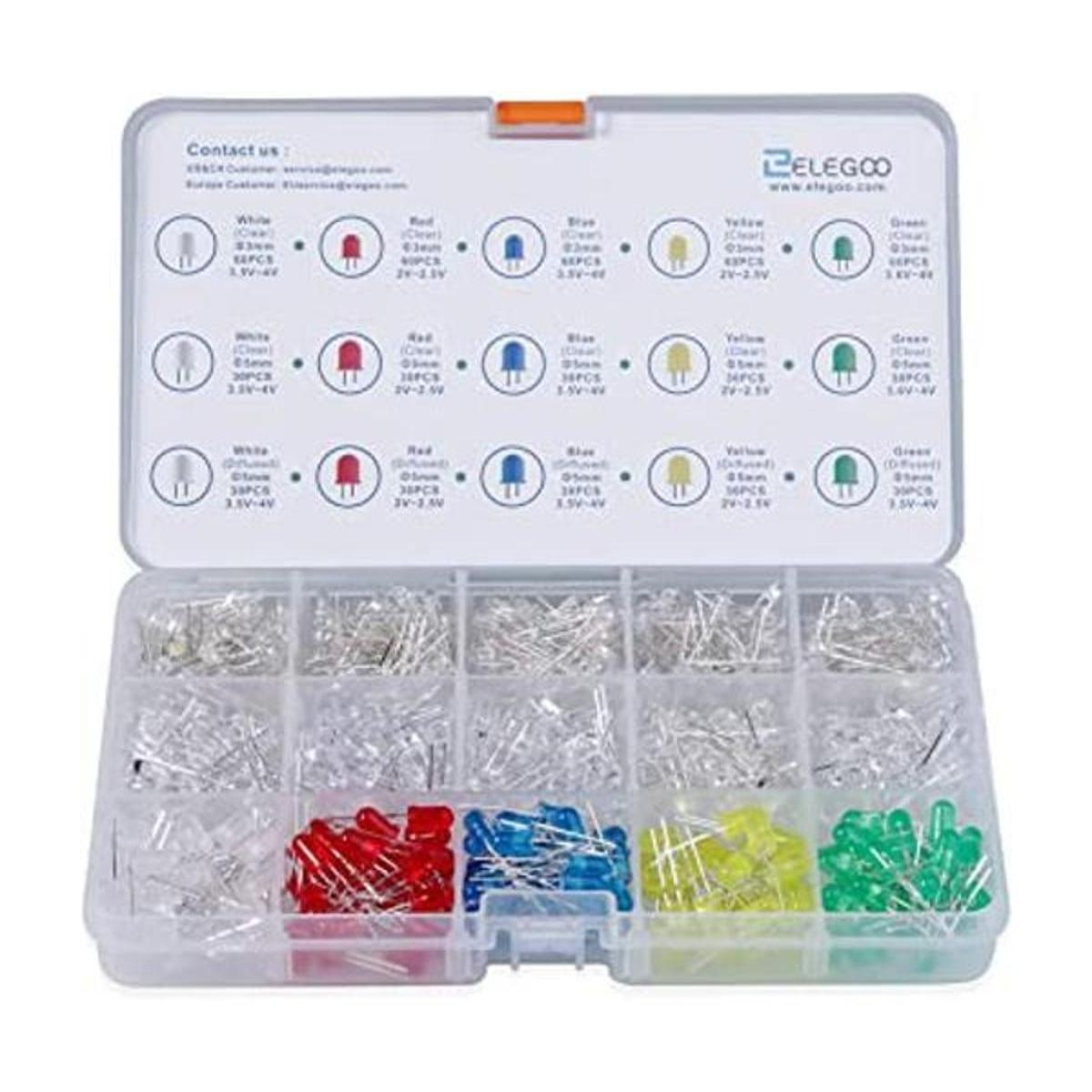 ELEGOO Kit de luces LED surtidas y transparentes de 0.118