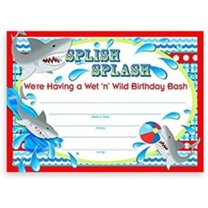 Shark Party Invitaciones grandes 20 invitaciones 20_1