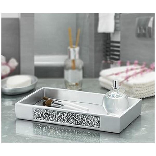 Creative Scents Bandeja de baño de mosaico plateado_2