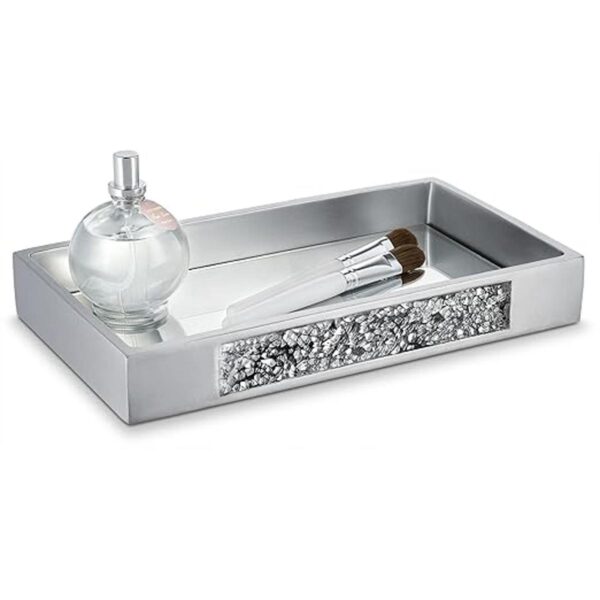 Creative Scents Bandeja de baño de mosaico plateado_1