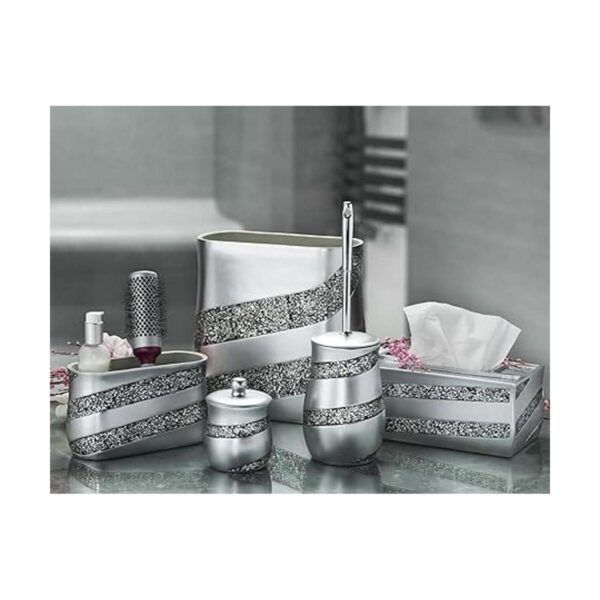 Creative Scents Soporte de mosaico plateado Qtip Tarro