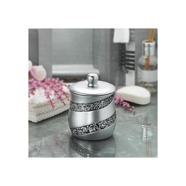Creative Scents Soporte de mosaico plateado Qtip Tarro